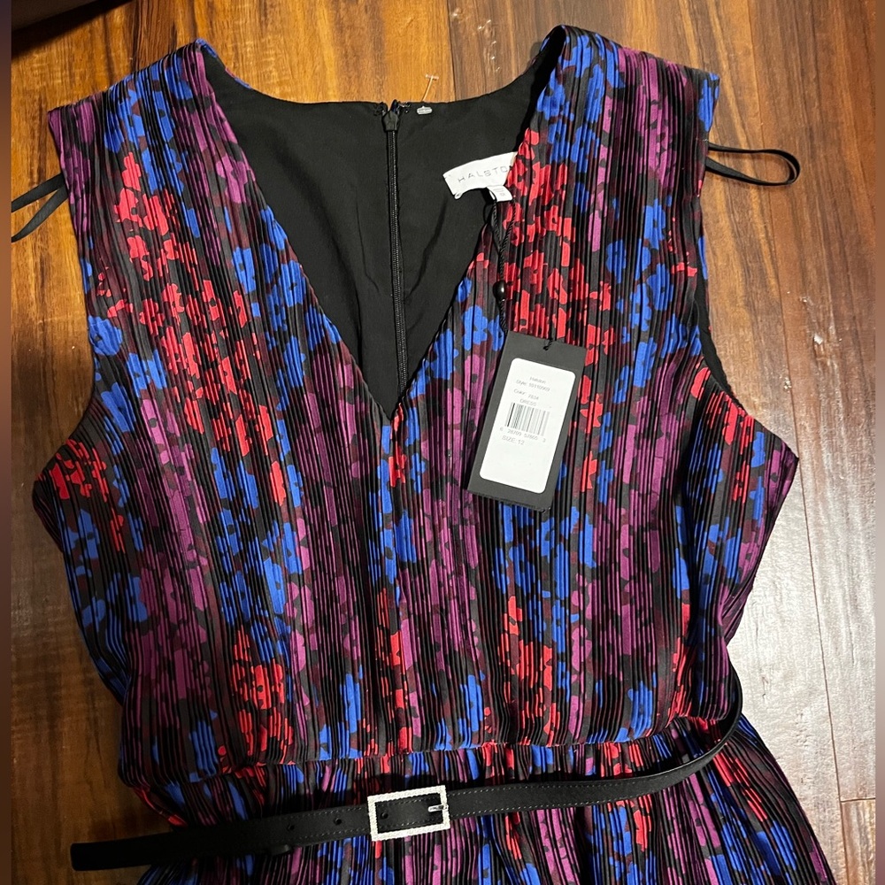 New Halston Heritage Red and Blue Patterned Dress size 12 - Picture 11 of 14